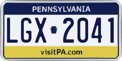 PA license plate LGX2041