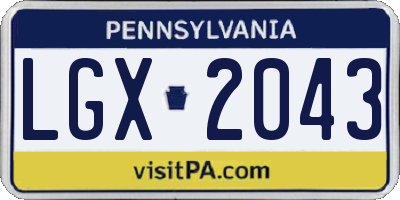 PA license plate LGX2043