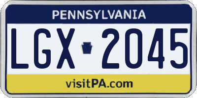 PA license plate LGX2045