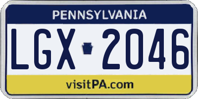 PA license plate LGX2046
