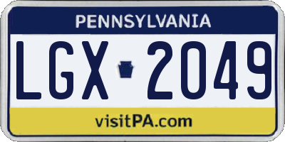 PA license plate LGX2049