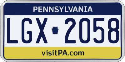 PA license plate LGX2058