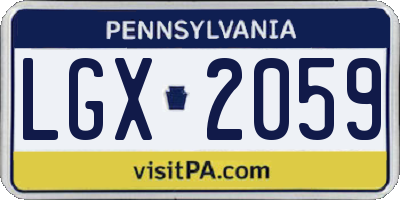 PA license plate LGX2059