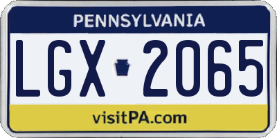PA license plate LGX2065