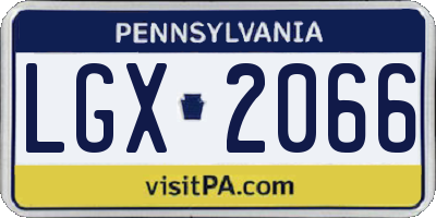 PA license plate LGX2066