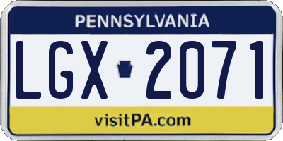 PA license plate LGX2071