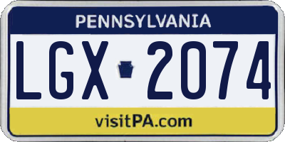 PA license plate LGX2074