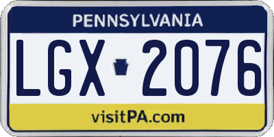 PA license plate LGX2076