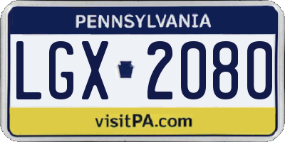PA license plate LGX2080
