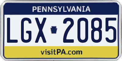 PA license plate LGX2085