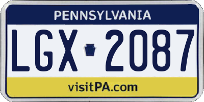PA license plate LGX2087