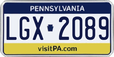 PA license plate LGX2089