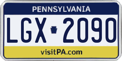 PA license plate LGX2090