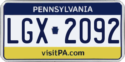 PA license plate LGX2092