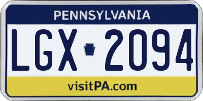 PA license plate LGX2094