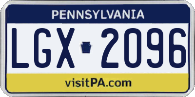 PA license plate LGX2096