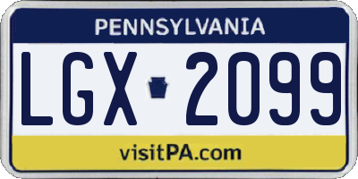 PA license plate LGX2099