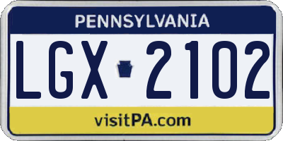 PA license plate LGX2102
