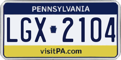 PA license plate LGX2104