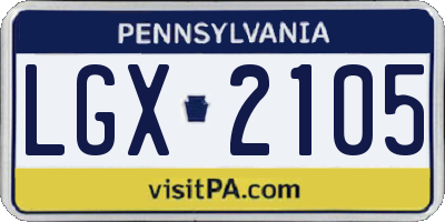 PA license plate LGX2105