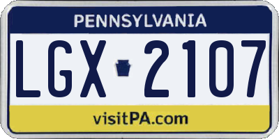 PA license plate LGX2107