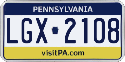 PA license plate LGX2108