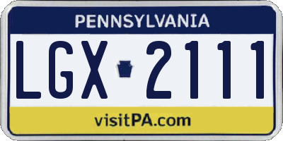 PA license plate LGX2111