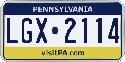 PA license plate LGX2114