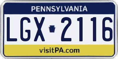 PA license plate LGX2116
