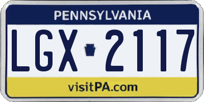 PA license plate LGX2117