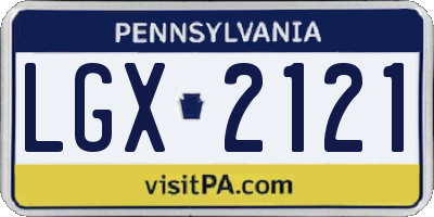 PA license plate LGX2121