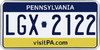 PA license plate LGX2122