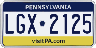 PA license plate LGX2125