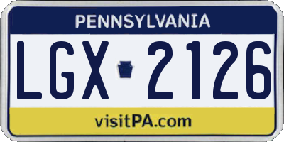 PA license plate LGX2126