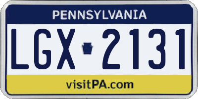 PA license plate LGX2131