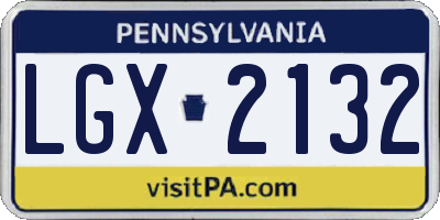 PA license plate LGX2132