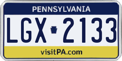PA license plate LGX2133