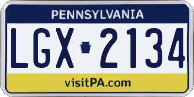 PA license plate LGX2134