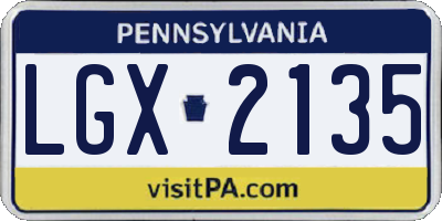 PA license plate LGX2135