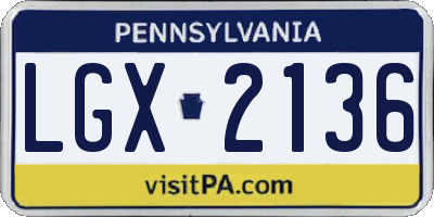 PA license plate LGX2136