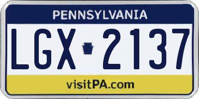 PA license plate LGX2137