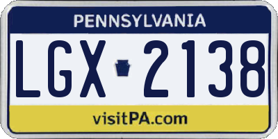 PA license plate LGX2138