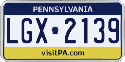 PA license plate LGX2139