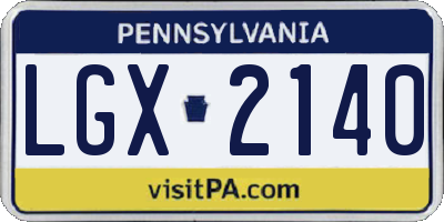 PA license plate LGX2140