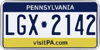 PA license plate LGX2142