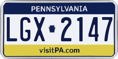 PA license plate LGX2147