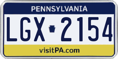 PA license plate LGX2154