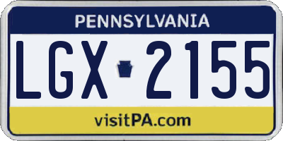 PA license plate LGX2155