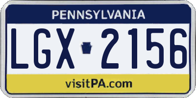 PA license plate LGX2156