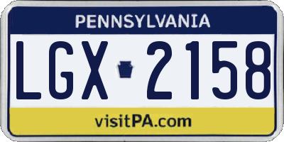 PA license plate LGX2158